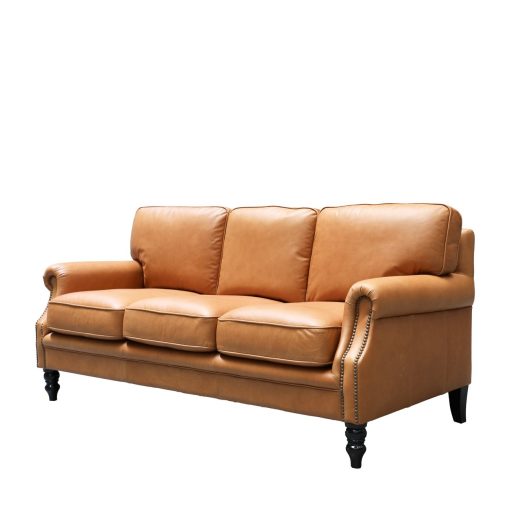 Brunton 3 Seater Sofa - Camel Leather - Image 2