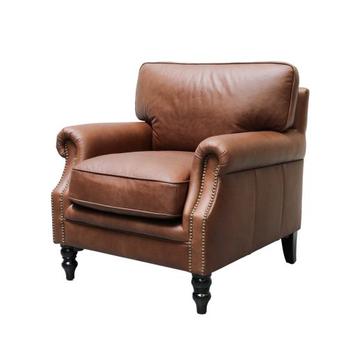 Brunton Armchair - Nutmeg Leather - Image 2