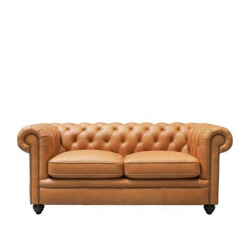 Stanford 2 Seater Chesterfield - Camel Leather