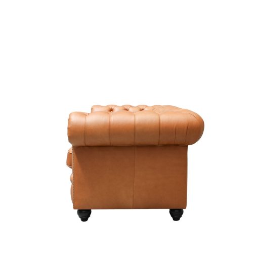 Stanford 2 Seater Chesterfield - Camel Leather - Image 4