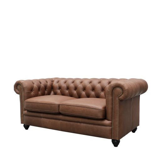 Stanford 2 Seater Chesterfield - Nutmeg Leather - Image 2