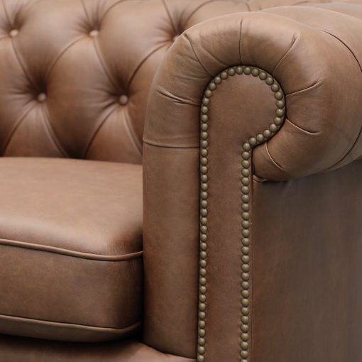 Stanford 2 Seater Chesterfield - Nutmeg Leather - Image 5