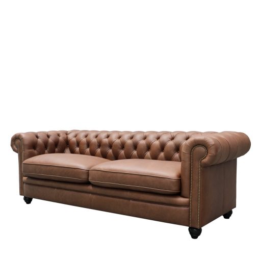 Stanford 3 Seater Chesterfield - Nutmeg Leather - Image 3