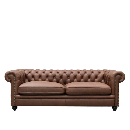 Stanford 3 Seater Chesterfield - Nutmeg Leather