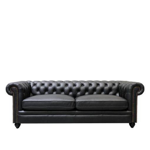 Stanford 3 Seater Chesterfield - Onyx Leather