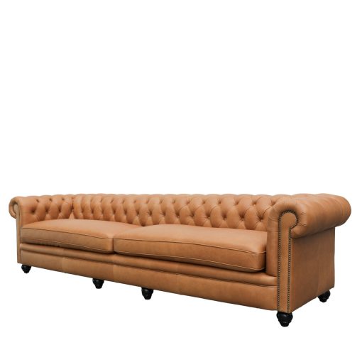 Stanford 4 Seater Chesterfield - Camel Leather - Image 2