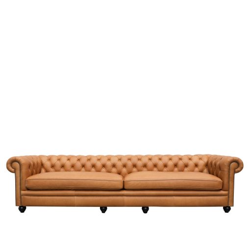 Stanford 4 Seater Chesterfield - Camel Leather