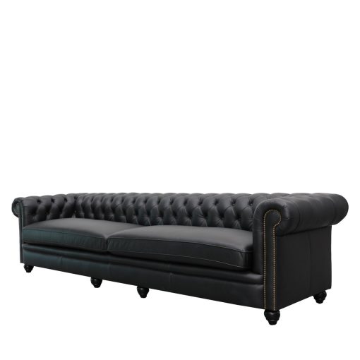 Stanford 4 Seater Chesterfield - Onyx Leather - Image 2