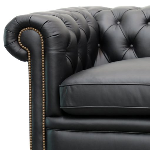 Stanford 4 Seater Chesterfield - Onyx Leather - Image 5