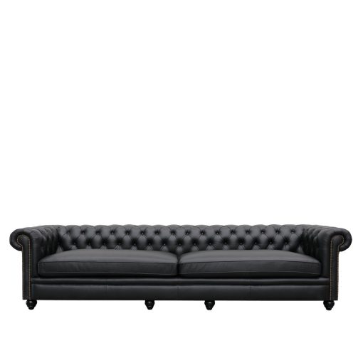 Stanford 4 Seater Chesterfield - Onyx Leather