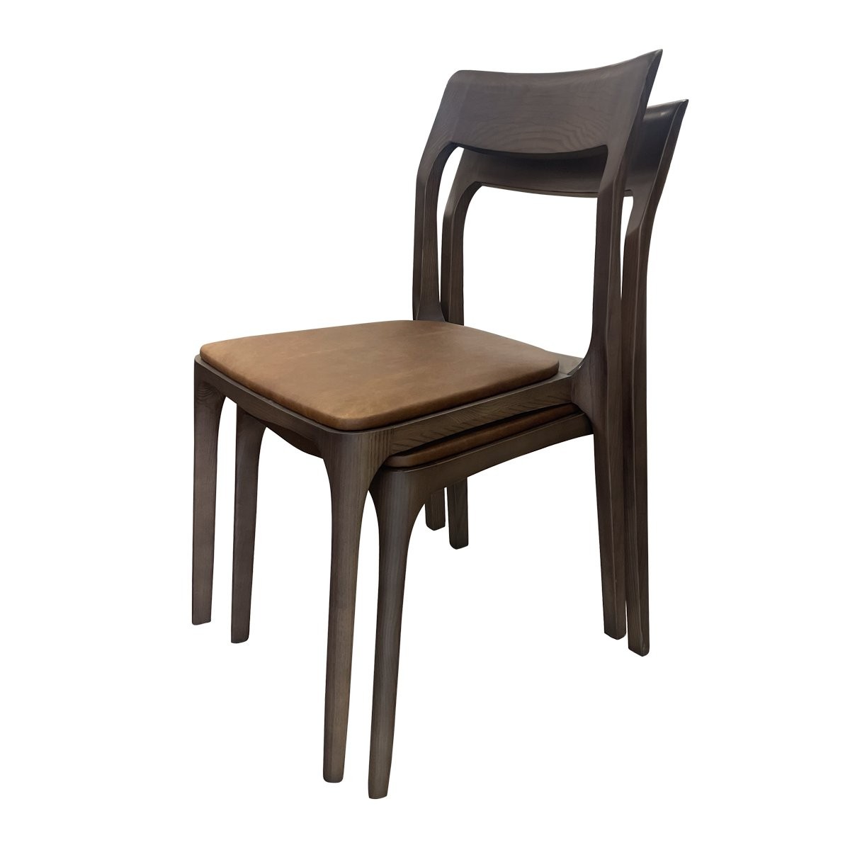 COOPER STACKABLE CHAIR -BROWN/LEATHER