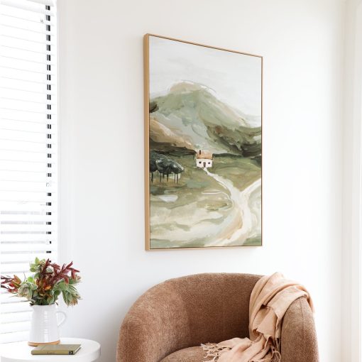 PHOTOGRAPHIC SECLUDED COTTAGE KHAKI FRAMED CANVAS - Image 2