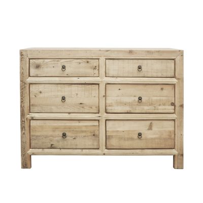ORIENTAL DRESSER 6 DRAWER NATURAL FINISH