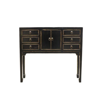 ORIENTAL PAINTED CONSOLE - PETITE BLACK VINTAGE