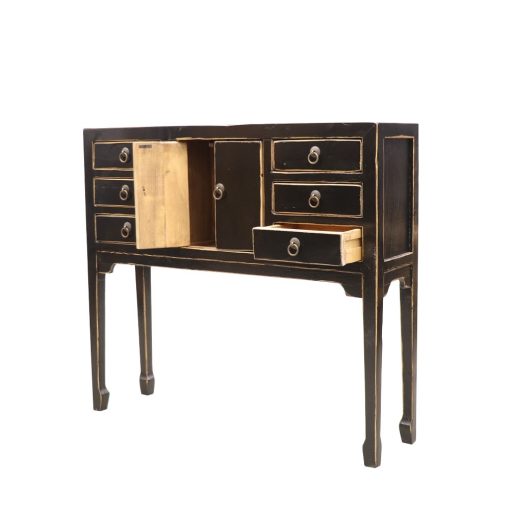 ORIENTAL PAINTED CONSOLE - PETITE BLACK VINTAGE - Image 3