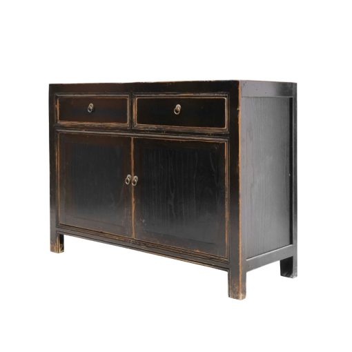 ORIENTAL PAINTED 2 DOOR SIDEBOARD - VINTAGE BLACK - Image 2
