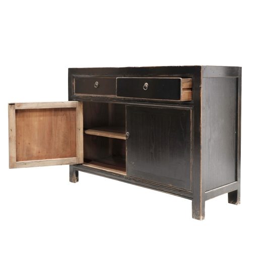 ORIENTAL PAINTED 2 DOOR SIDEBOARD - VINTAGE BLACK - Image 3