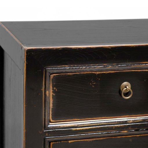 ORIENTAL PAINTED 2 DOOR SIDEBOARD - VINTAGE BLACK - Image 5