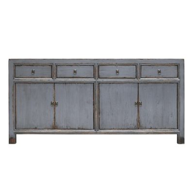 ORIENTAL PAINTED 4 DOOR SIDEBOARD - VINTAGE GREY