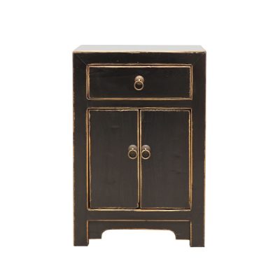ORIENTAL PAINTED BEDSIDE - VINTAGE BLACK