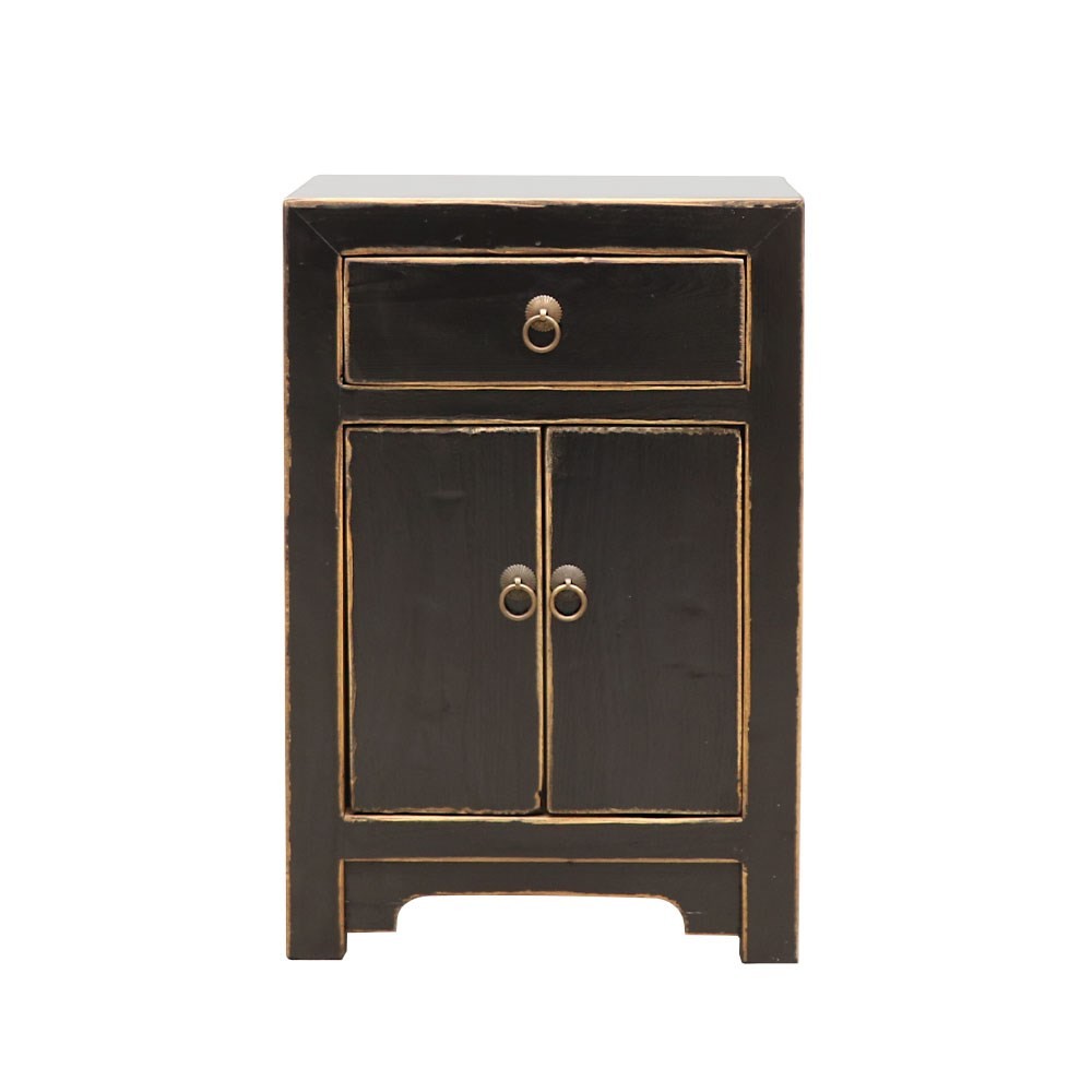 ORIENTAL PAINTED BEDSIDE - VINTAGE BLACK