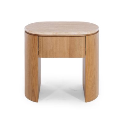 CLOVE NATURAL OAK BEDSIDE 1DRW (Travertine Top)