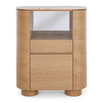 AKITA NATURAL OAK BAR CABINET - TURKISH ROSE TOP