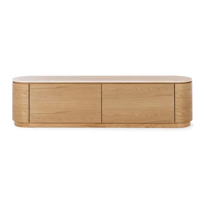 AKITA NATURAL OAK ENTERTAINMENT UNIT - TRAVERTINE TOP