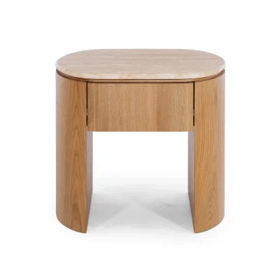 CLOVER 1 DRAWER BEDSIDE - TRAVERTINE TOP