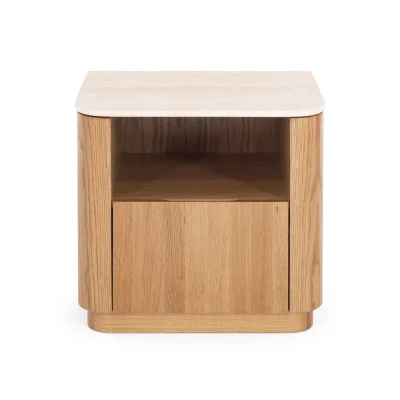 STASH 1 DRAWER BEDSIDE - TRAVERTINE TOP