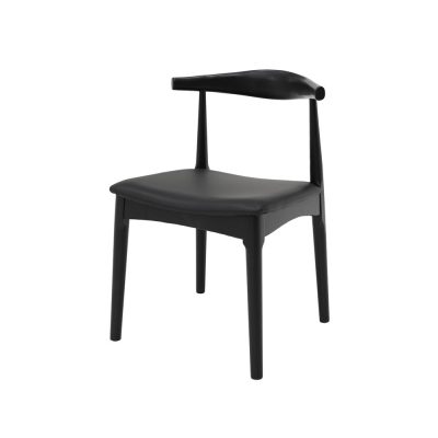 BOWEN DINING CHAIR - BLACK FRAME / BLACK LEATHER