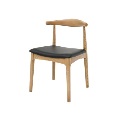 BOWEN DINING CHAIR - NATURAL FRAME / BLACK LEATHER