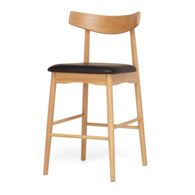 WAGNER BARSTOOL NATURAL OAK BLACK PU
